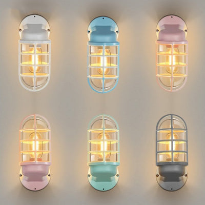 Contemporary Industrial Aluminum Round Cage 1-Light Waterproof Wall Sconce Lamp For Entryway