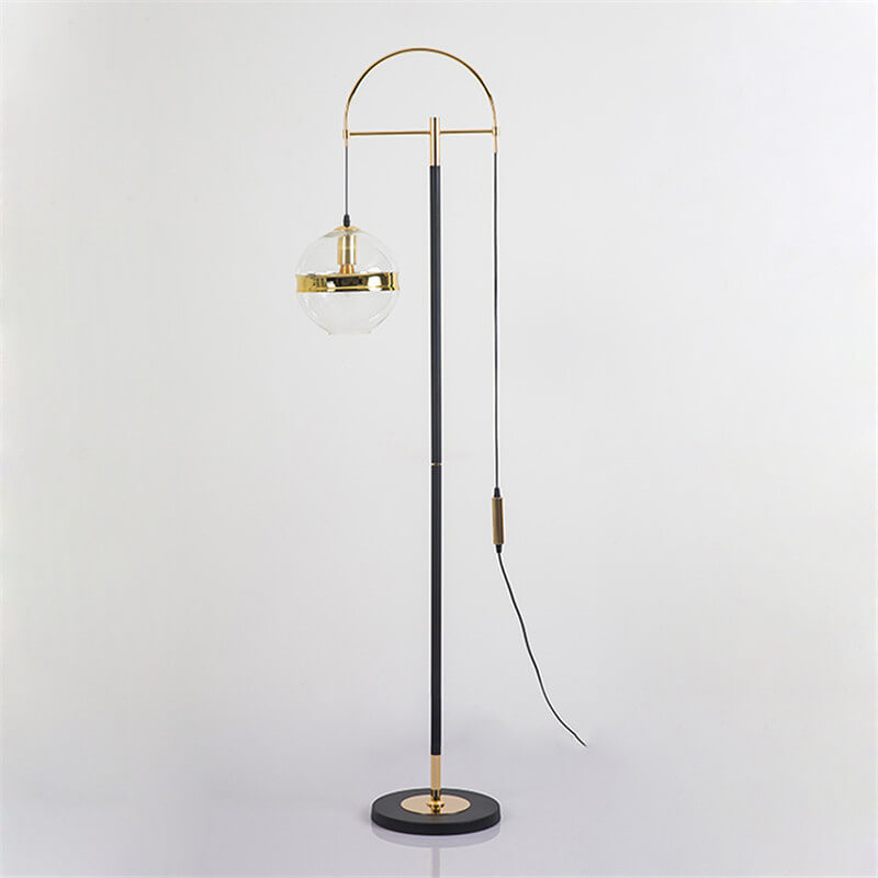 Moderne minimalistische Angelrute Kugel Eisen Glas Marmor 1-Licht Stehlampe 