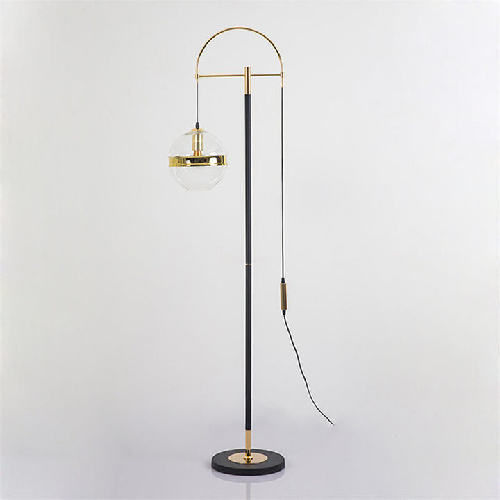 Moderne minimalistische Angelrute Kugel Eisen Glas Marmor 1-Licht Stehlampe 