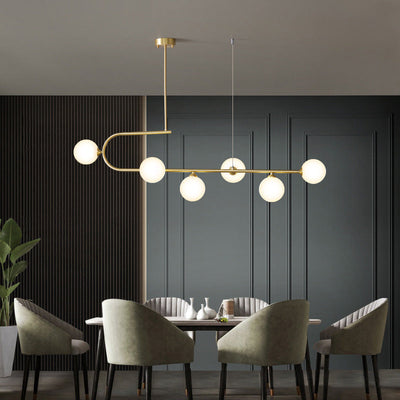 Zeitgenössischer Luxus-Kronleuchter mit rundem Kupferrahmen und Glasschirm, 4/6 Lichter, Inselleuchte für Esszimmer 