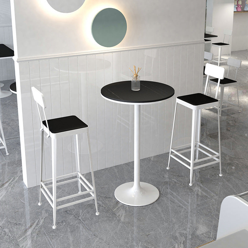 Modern Minimalist Square PU Leather Upholstered Iron Frame Bar Stool Backrest Footrest For Dining Room