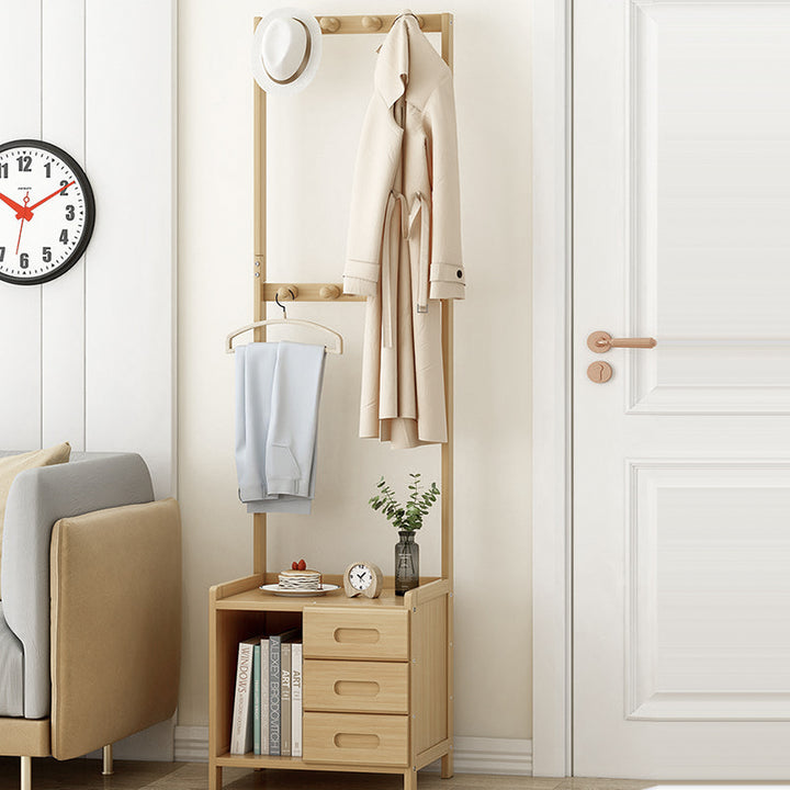 Modern Minimalist Rectangular Coat Rack Nan Bamboo MDF Nightstand 1/3 Drawer For Bedroom