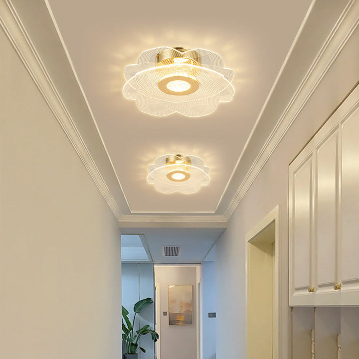 Moderne minimalistische Blumen-Metall-Acryl-LED-Halbeinbau-Deckenleuchte für Schlafzimmer 