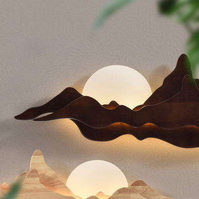 مصباح حائط LED بتصميم المناظر الطبيعية الخشبية الصينية التقليدية لغرفة المعيشة 