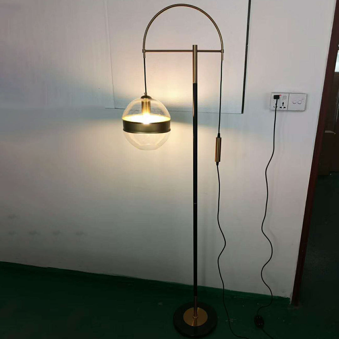 Moderne minimalistische Angelrute Kugel Eisen Glas Marmor 1-Licht Stehlampe 