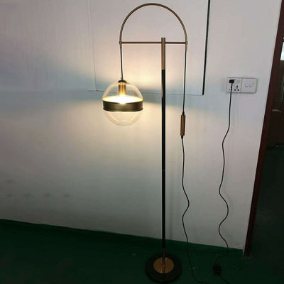 Modern Minimalist Fishing Rod Ball Iron Glass Marble 1-Light Standing Floor Lamp
