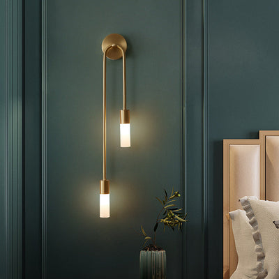 Zeitgenössische nordische Kupfer Acryl Zylinder Ball 1/2/4 Licht Wandleuchte Lampe für Wohnzimmer 