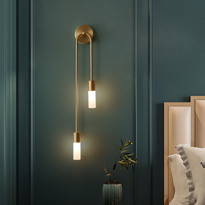 Zeitgenössische nordische Kupfer Acryl Zylinder Ball 1/2/4 Licht Wandleuchte Lampe für Wohnzimmer 