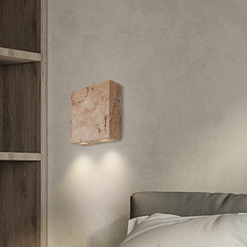 Traditionelle japanische quadratische Wandleuchte aus Stein mit 2 Lichtern für Schlafzimmer 