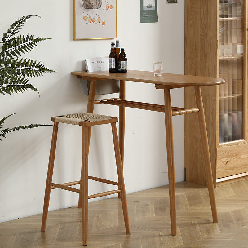 Zeitgenössischer skandinavischer langer ovaler Holzbartisch 2-stufig für Esszimmer 