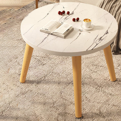 Moderner minimalistischer runder Beistelltisch aus Marmorfurnier mit 1 Ebene für das Wohnzimmer 