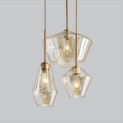 Nordic Creative Polygonal Glass 3-Light Chandelier