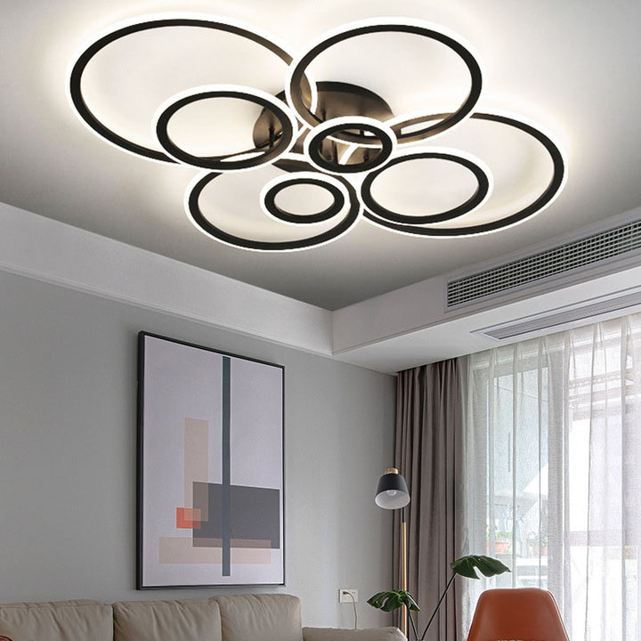Moderne minimalistische Kombination runder Kreis Hardware Acryl LED Semi-Flush Mount Deckenleuchte für Wohnzimmer 