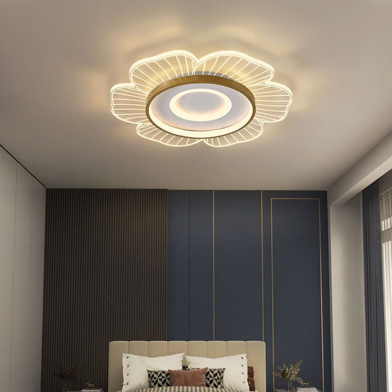 Plafonnier LED en aluminium acrylique minimaliste moderne avec motif floral pour salon 