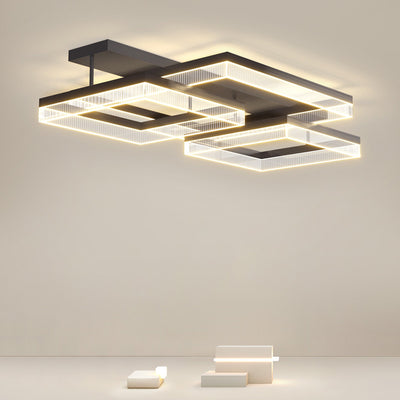 Moderne minimalistische Aluminium Eisen Acryl quadratische rechteckige LED Unterputz Deckenleuchte für Wohnzimmer 