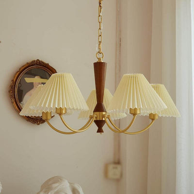 Zeitgenössischer nordischer Retro-Kronleuchter aus Vollkupfer mit Falten, 3/5-Licht für das Wohnzimmer 