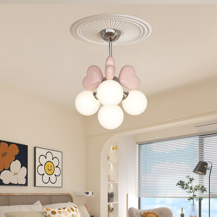 Moderne minimalistische Creme Orb Herz Hardware Harz PE 4/6 Licht Kronleuchter für Wohnzimmer 