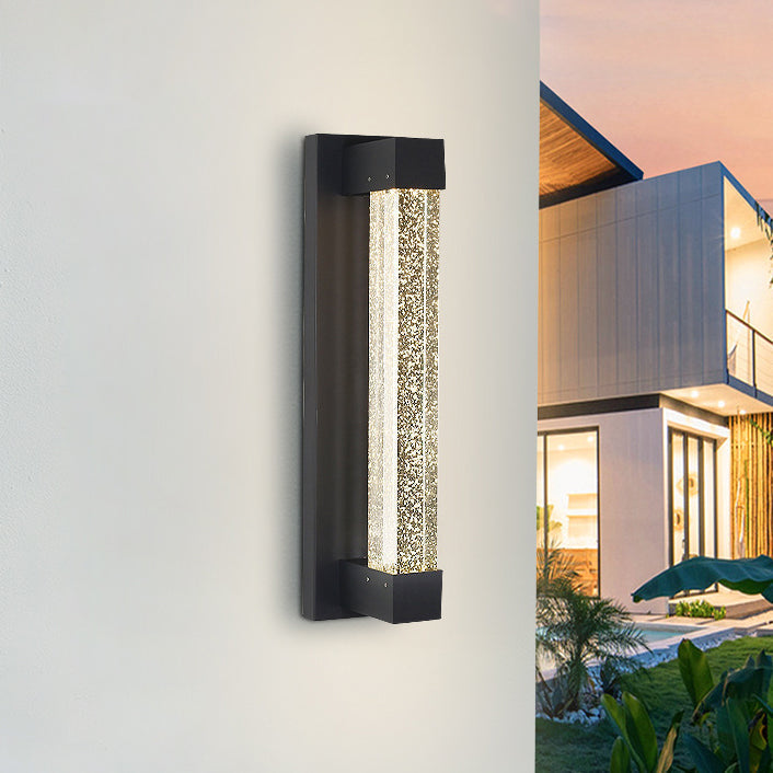 مصباح حائط LED خارجي مستطيل مقاوم للماء من الألمنيوم والحديد والزجاج بتصميم حديث وبسيط للحديقة 
