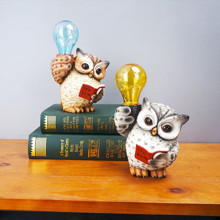 Lampe de table à LED en résine de hibou solaire décoratif moderne 