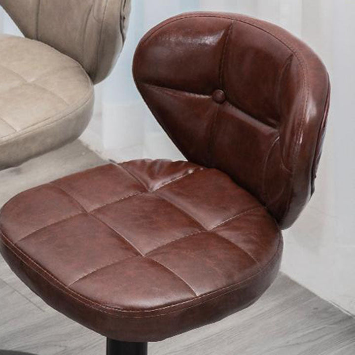 Tabouret de bar métallique carré minimaliste moderne en cuir ciré huilé avec dossier sans accoudoirs pour salle à manger 