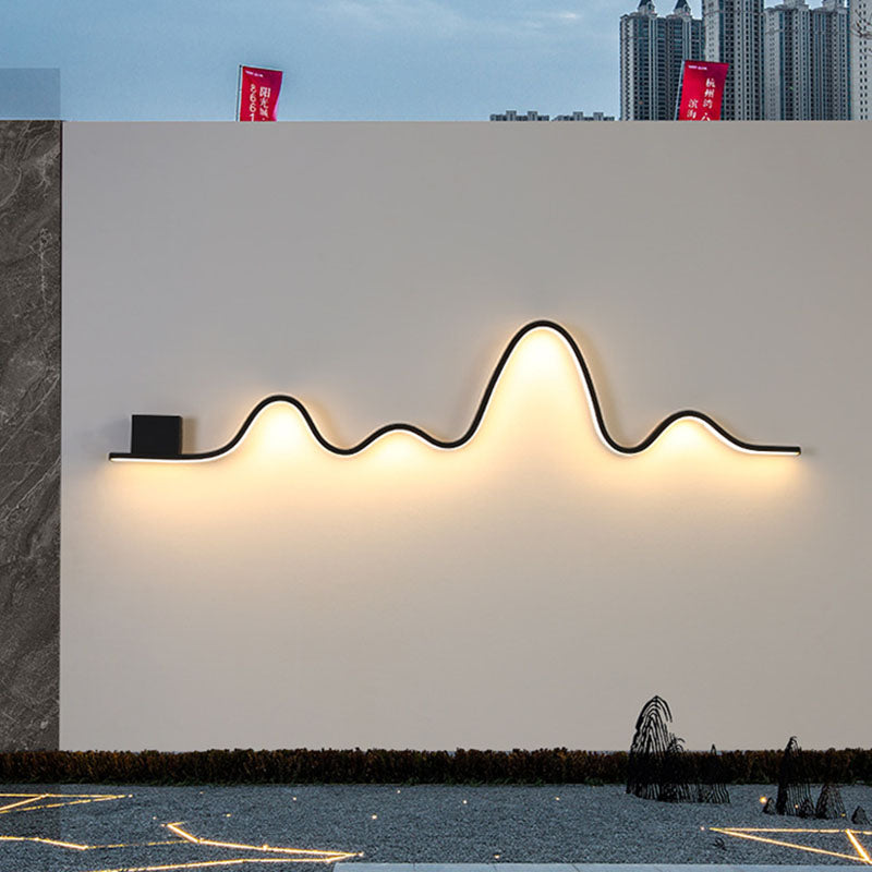 Applique Murale LED en Bande Solaire Imperméable Minimaliste Moderne en Fer Aluminium Silice pour Patio Extérieur 