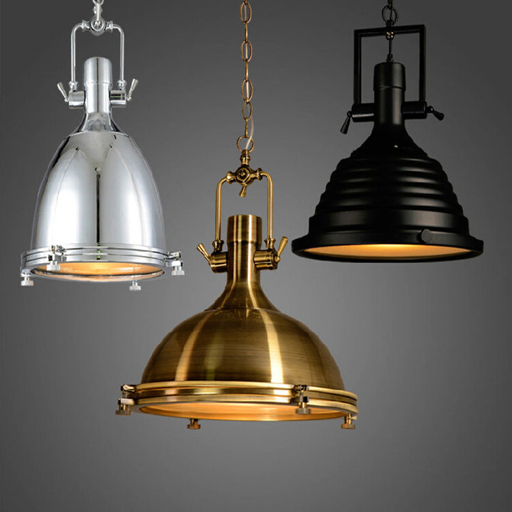 Suspension lumineuse contemporaine industrielle polonaise en fer avec abat-jour semi-circulaire à 1 lumière pour salle à manger 
