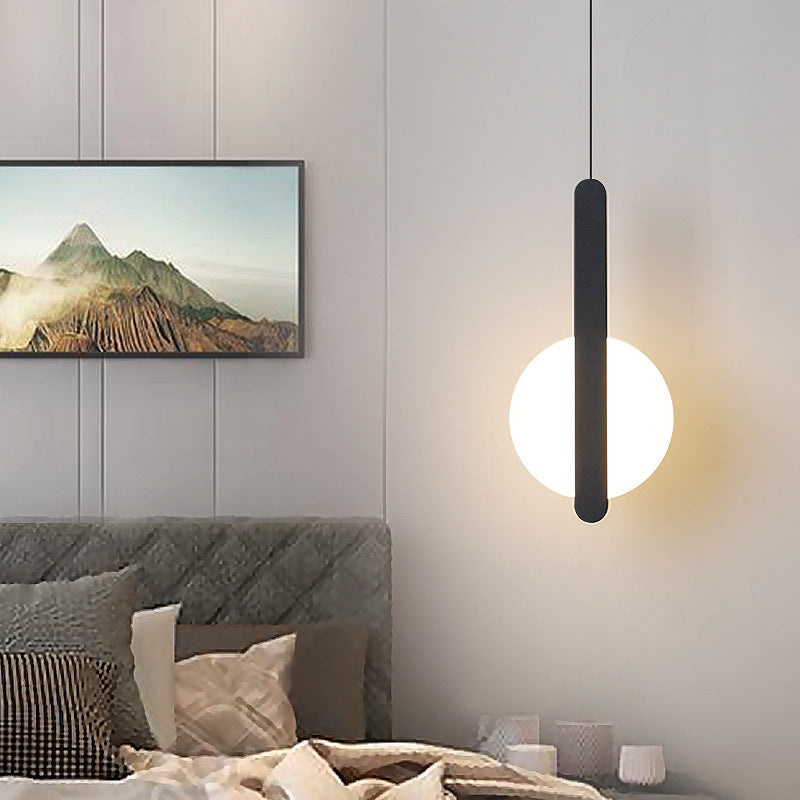 Lámpara colgante LED semicircular redonda de hierro acrílico de simplicidad moderna para mesita de noche 