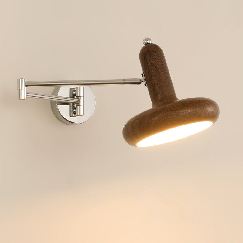 Applique murale contemporaine scandinave en fer métallique rond hémisphérique à bras réglable 1 lumière pour chevet 