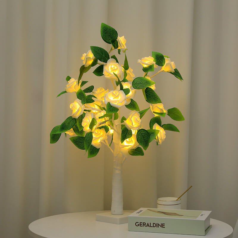 Christmas Decorative Plastic Tree Light Rose Decorative LED Table Lamp