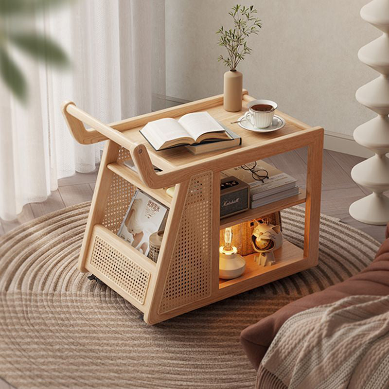 Zeitgenössischer Retro Massivholz Beweglicher Multifunktionaler Lagerung Beistelltisch 3-stufig Für Wohnzimmer 