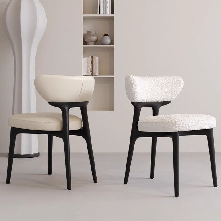 Modern Minimalist Square Sherpa Fabric Microfiber Leather Ash Foam Dining Chair Backrest For Dining Room