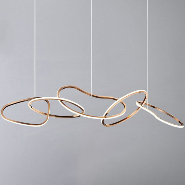 Contemporary Nordic Stainless Steel Round Toroidal LED Chandeliers For Dining Room
