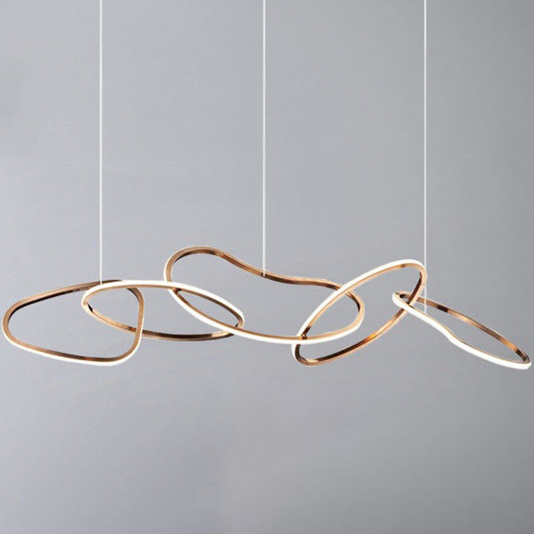 Contemporary Nordic Stainless Steel Round Toroidal LED Chandeliers For Dining Room