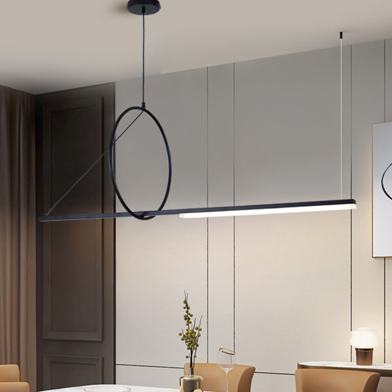 Moderne minimalistische lange Streifen Aluminium Acryl LED Insel Licht Pendelleuchte für Wohnzimmer 
