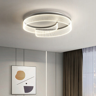 Plafonnier LED rond minimaliste moderne en acrylique, fer et aluminium pour salon 