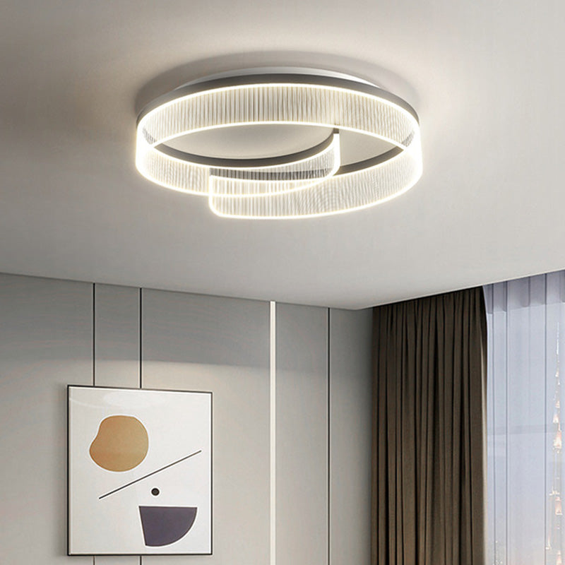 Plafonnier LED rond minimaliste moderne en acrylique, fer et aluminium pour salon 