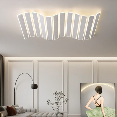 Zeitgenössische Einfachheit Acryl gestreifte Fischgrätenform LED Unterputz Deckenleuchte für Wohnzimmer 