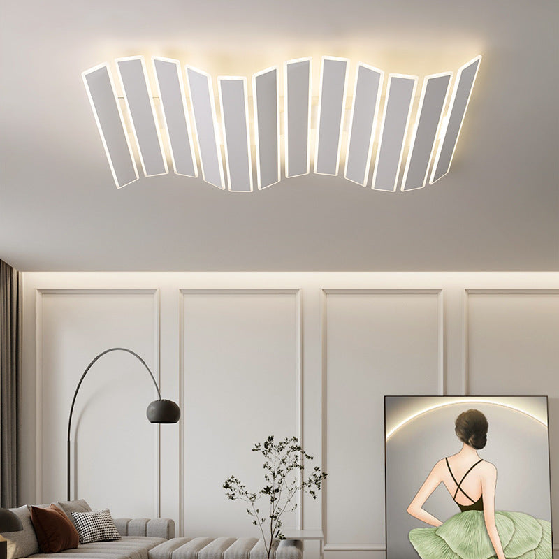 Zeitgenössische Einfachheit Acryl gestreifte Fischgrätenform LED Unterputz Deckenleuchte für Wohnzimmer 