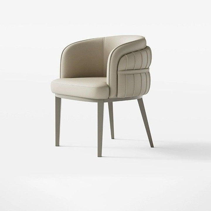 Chaise de salle à manger moderne de luxe ronde en similicuir avec dossier incurvé en acier au carbone 