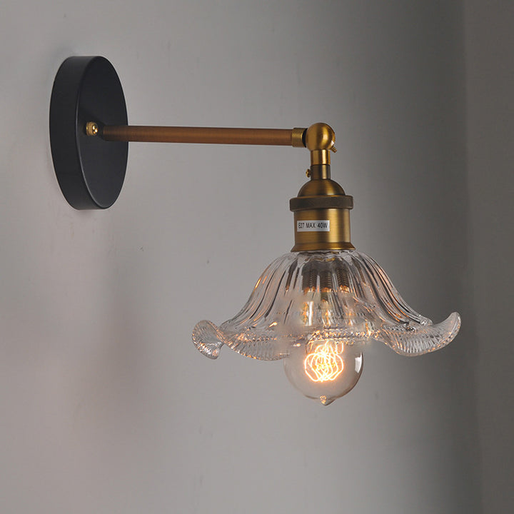 Moderne Retro Eisen Glas Blume 1-Licht Wandleuchte Lampe für Nachttisch 