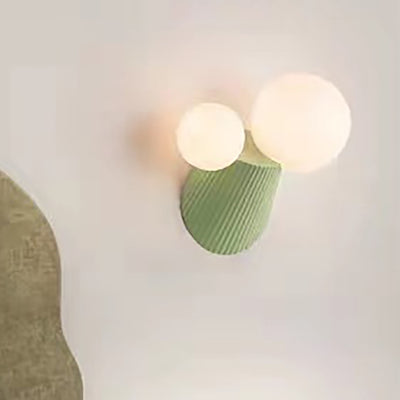 Moderne minimalistische runde Tischkugel Harz PE 2-Licht Wandleuchte Lampe für Schlafzimmer 