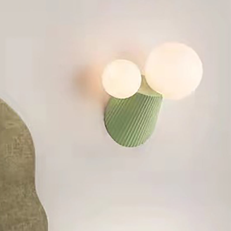 Moderne minimalistische runde Tischkugel Harz PE 2-Licht Wandleuchte Lampe für Schlafzimmer 