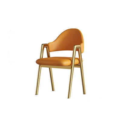Silla de Comedor Contemporánea de Lujo Cuadrada Tapizada en Cuero con Respaldo y Reposabrazos para Comedor 