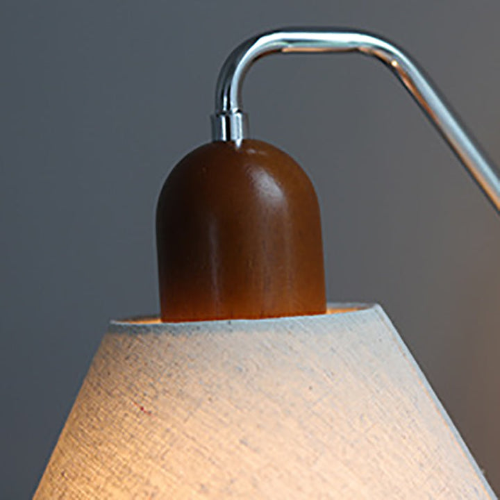Traditional Vintage Half Cone Burlap Solid Wood 1-Light Wall Sconce Lamp For Living Room