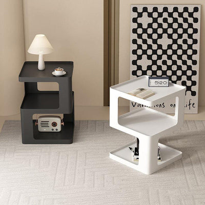 Table d'appoint carrée en fer minimaliste moderne à 3 niveaux pour salon 