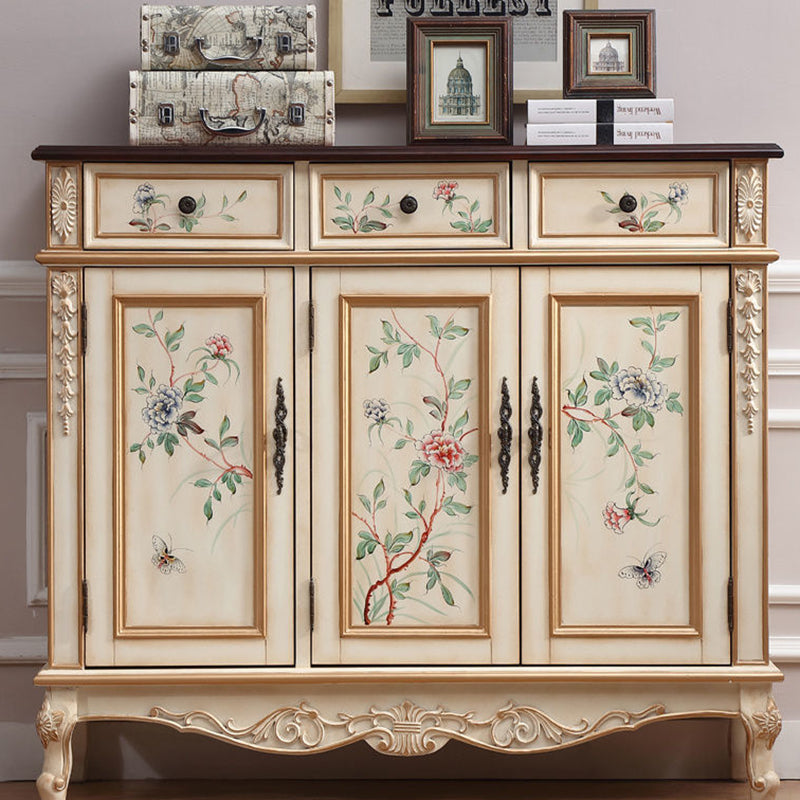 Traditional Vintage Rectangular Solid Wood Medium Density Fiberboard Shoe Storage 2-Cabinet For Entryways