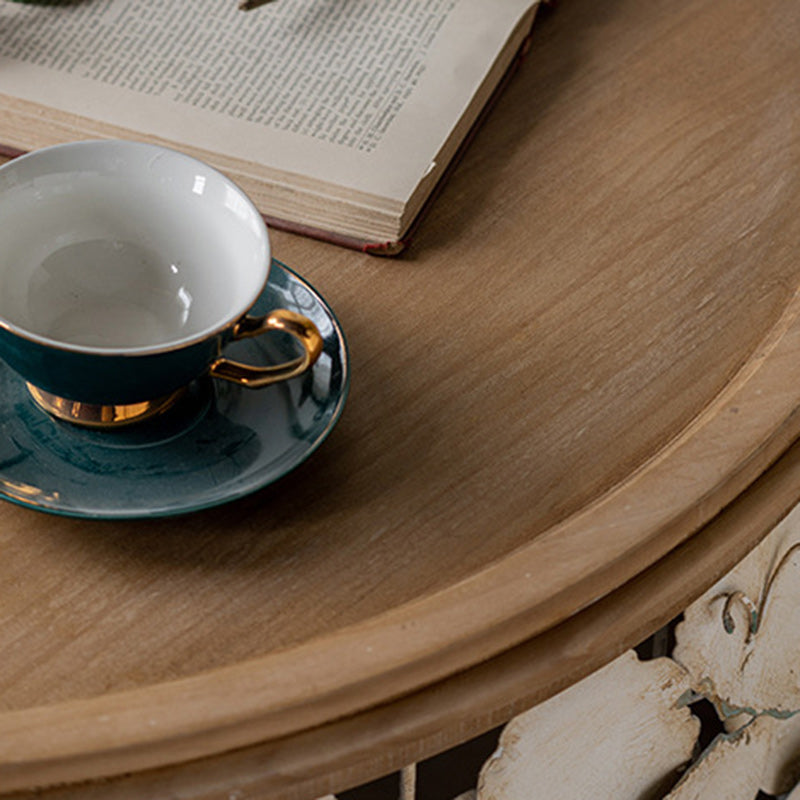 Moderner Art Deco runder Blütenblätter Holz-Eisen-Couchtisch 1-stufig für das Wohnzimmer 