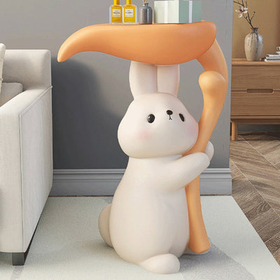 Table d'appoint moderne Art Déco ronde avec lapin, éléphant et ours en résine de fibre de verre 1 plateau pour salon 