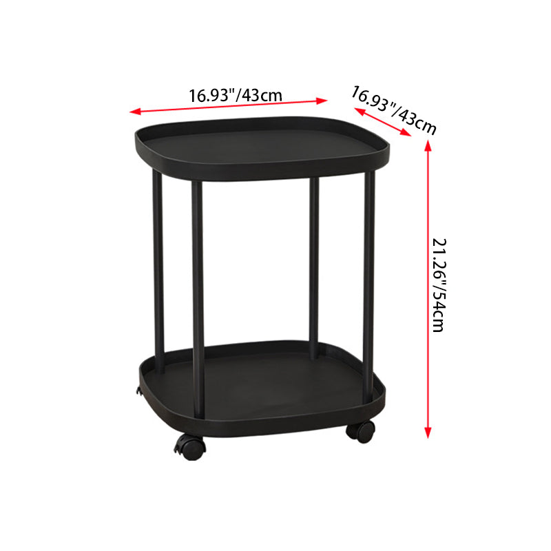 Modern Minimalist Rectangular PP Carbon Steel Side Table 2/3 Tier For Living Room