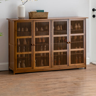Traditional Rustic Rectangular Bamboo Medium Density Fiberboard Shoe Storage 2-Cabinet For Entryways